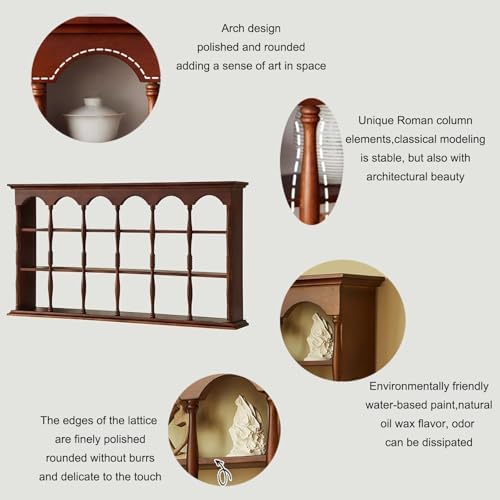 Rustic Wall-Mounted Mug Shelf, Wooden Cup Holder Rack for Coffee Mugs, Small Space Storage Solution for Kitchen, Living Room & Office, Brown Finish