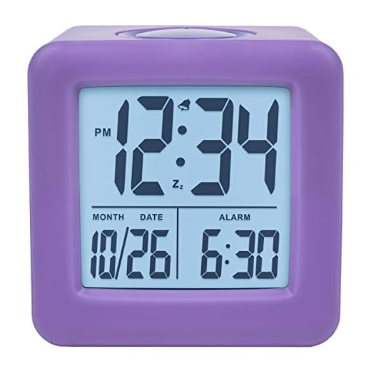 Equity 73004 Purple Soft Cube LCD Alarm Clock with Smart Light