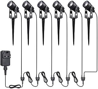 Tomshine 6 Pack 12V 6.56ft Garden Spike Lights Mains Powered Ip65 Waterproof Outdoor Decorative Garden Spotlights for Pathway Patio Yard,Black,LT114