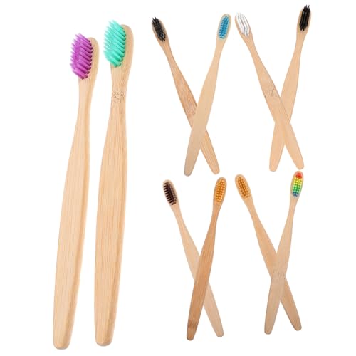 BESTYASH 10 Piezas Juego de cepillo de bambú y dientes de madera adulto Suave ecológico cepillo de dientes firme cepillo de dientes de bambú natural cepillo de dientes cepillo de dientes