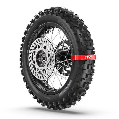 1PZ FR8-LD0 Roue Arrière Complète 3.00-12 80/100-12 Pneu + Jante Pré-Monté pour Scooter 50-160cc (compatible avec Honda Zoomer/Yamaha BW's) & Dirt Bike/Pit Bike -...