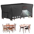 Velway Patio Furniture Cover Waterproof - Heavy-Duty 500D Upgraded Tear-resistant Outdoor Table Chair Set Cover with Windproof Buckles&Large Air Vent Anti-UV Rectangle Furniture Covers 67"x37"x28"