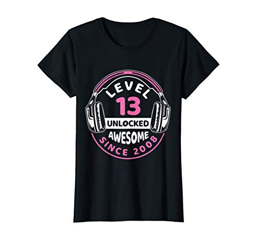 Mujer Gamer Girl 13 Awesome Since 2008 Video Game 13th Birthday Camiseta