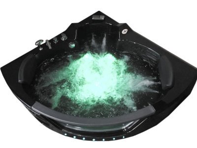 Bagno Italia Baignoire d'angle 150 x 150 Noir 20 Jets cromoterapia avec robinetterie