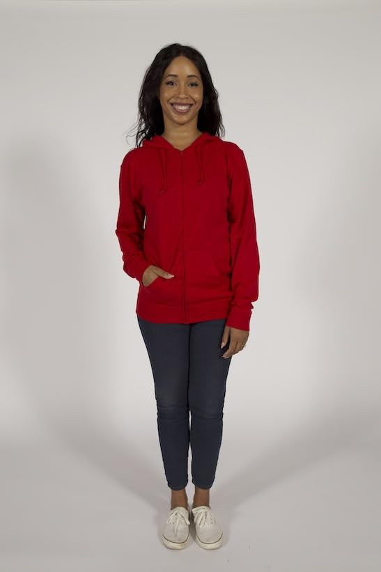 Cottonhood Lightweight Jersey Zip Hoodie for Men – Full Zip Casual Cotton Hoodie, Soft Long Sleeve (XS, Scarlet, 702)4