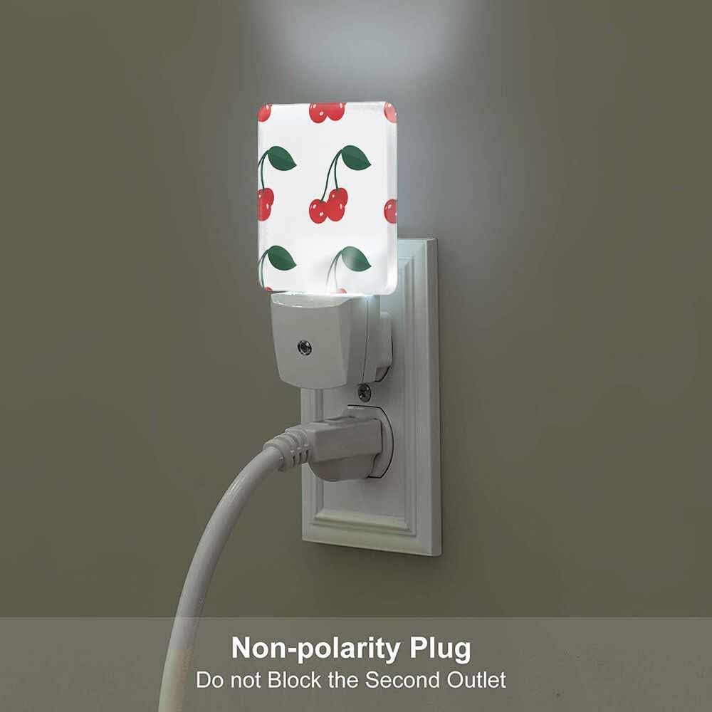 Red Cherry LED Night Lights Plug into Wall Fruit Tropical Sweet Berry 0.5W Plug in Night Light, Dusk to Dawn, Bright Nightlight Auto On/Off, for Room Bedroom Bathroom