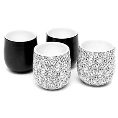 Dobbelt Set of Double Walled Espresso Cups, 2 Ounce - Insulated Ceramic Espresso Cups - Modern, Contemporary Design - Box Set, by Kop & Hagen