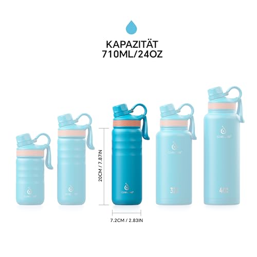 Ideus Vakuumisolierte Wasserflasche, 710 ml Edelstahl Doppelwand Flasche Metall Sport Kantine mit auslaufsicherem Schraubverschluss – Ansicht 6