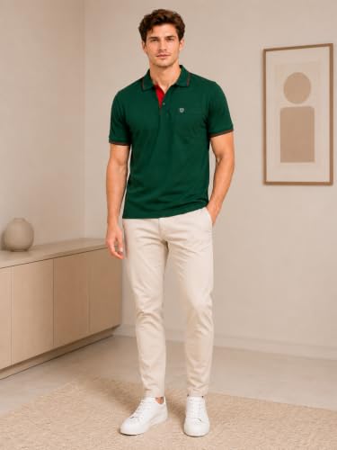 Image of Lux Cozi Men's T-Shirt with Chest Pocket | Polo T-Shirt for Man | Plain Casual Stylish | Half Sleeve| Cotton Blend Collar Polo T-Shirts for Men