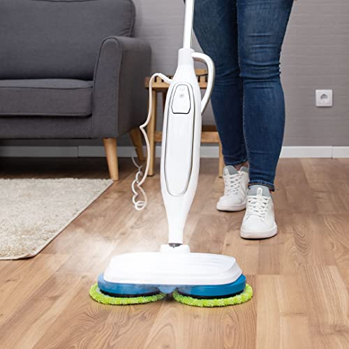 Livington Steam Twister - Dampfreiniger 1300W - elektrischer Bodenreiniger & Handdampfreiniger mit Zubehör - Dampfwischer für Boden, Bad & Küche - Bodenwischer entfernt 99,9% Bakterien - 330 ml Tank