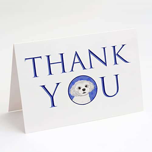 Caroline's Treasures CK9130GCA7P Shih-Tzu Silver and White #1 Thank You Greeting Cards and Envelopes Pack of 8 Blank Cards with Envelopes Whimsical A7 Size 5x7 Blank Note Cards