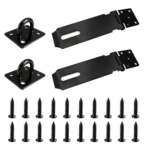 Hasp and Staple Heavy Duty 2 Pack 5 Inch Stainless Steel Shed Lock Door Padlock Security Hasp Shed Gate Lock Latch Anti-Theft Door Clasp Buckle for Shed Doors Window Cabinet Pet Cage Lockers