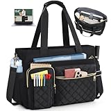 SDYSM Teacher Tote Bag 15.6 inch Laptop Bag Work Bags for Women Nurse Tote Professional Computer Messenger Shoulder Bags Laptop Briefcase for Office, College, Nursing, Black