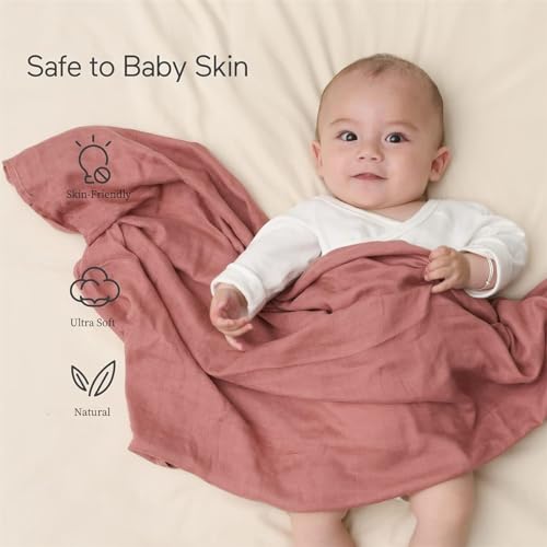 Image of Momcozy Muslin Swaddle Blankets, 4-Pack Breathable and Skin-Friendly Receiving Blankets, Swaddle Blanket Shower Gifts & Baby Registry Essentials, Large 47 inchx47 inch, Muted Purples