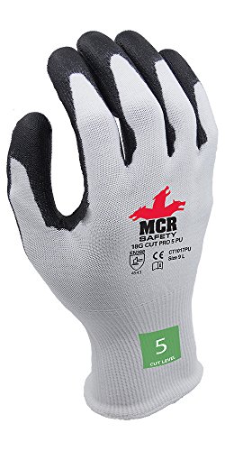 MCR Safety CT1017PU Pro D PU Ultra-Thin Cut Resistant Gloves Level D, White, Small, Set of 12 Pieces