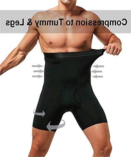 Quafort Men Tummy Control Shorts High Waist Slimming Shapewear Body Shaper Leg Underwear Briefs Black thumb #1