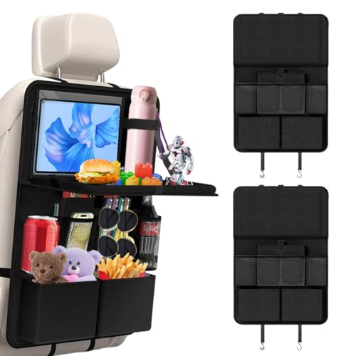 Organizer per la protezione dello schienale, 2 pezzi, organizer per auto, protezione dello schienale dell'auto, organizer per bambini, con tavolo pieghevole, 8 tasche, organizer per sedili posteriori