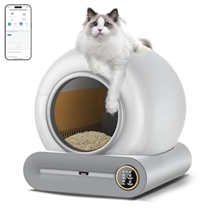 Kattenbak, zelfreinigend, groot, XXL, 68 liter, automatische kattenbak met vuilniszakken, lage instap met app-bediening, elektrische kattenbak, voor 2 katten, zelfreinigende kattenbak