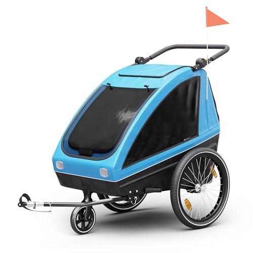 Klarfit GoKiddo Fahrradanhänger 2 Kinder - 2-in-1 Fahrradanhänger & Buggy...