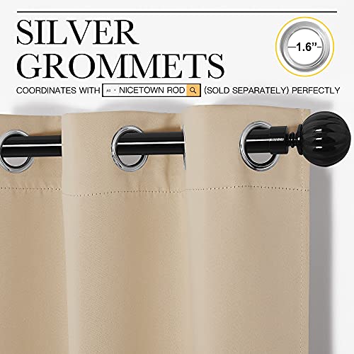 Image of NICETOWN Bedroom Room Darkening Curtains - Triple Weave Microfiber Grommet Top Thermal Insulated Solid Panels /Drapes for Kid's Room (Biscotti Beige, 1 Pair, 55 inches by 90 Inch)