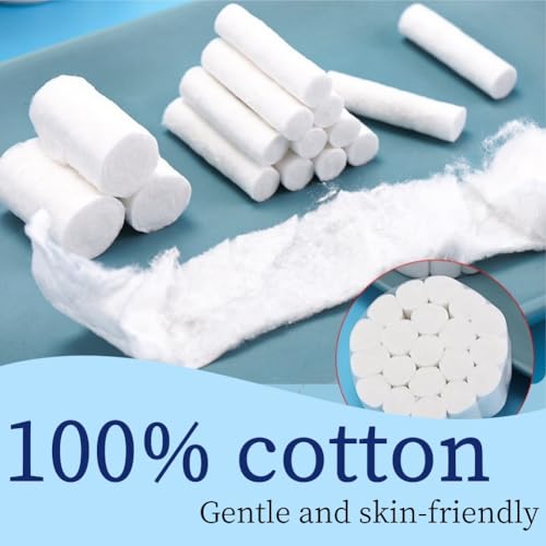 Watterollen aus Watte,200pcs Dental Watterollen,Zahnwatterollen,Watterollen für Zahnarzt,Dental Cotton Rolls,Hochsaugfähige Wattebausch Nasenstöpsel Wattebausch für Kinder Erwachsene Nasenbluten Kit