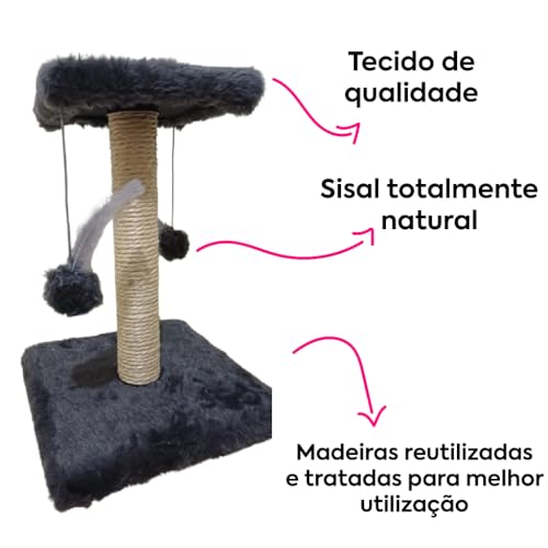Tábua de arranhar para gatos com bola de chocalho e corda (preto)
