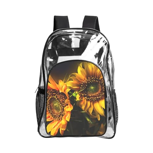 Sac transparent renforcé de plage et sport avec motif papier peint tournesol