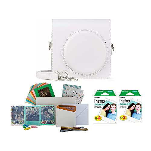 Image of Fujifilm Instax Square Film Twin Pack (40 Exposures) with Case and Storage Box Bundle (White) (4 Items)