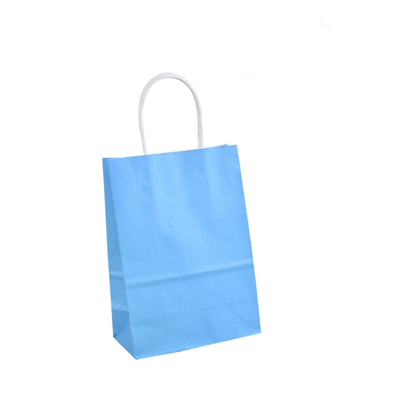 ibasenice Geschenktüten 50 Stück aus Kraftpapier Papiertüte mit Henkel und Flachem Boden Recycelbare Blaue Einkaufstüten für Merchandise und Geschäftswerbung