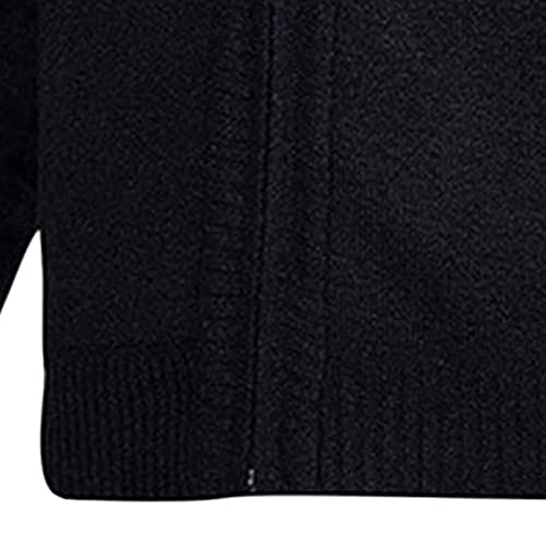 JEShifangjiusu Men's Full Zip Cardigan Sweater Stand Collar Casual Knitted Sweater Slim Fit Cable Knitted Sweater with Pocket, Black, X-Large4