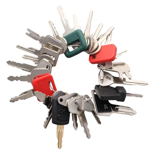 24 Heavy Equipment Keys Master Set Construction Ignition Key Set Fits Case Komatsu Hyster Cat JCB Daewoo JLG JD Forklift Crown Volvo Toyota.