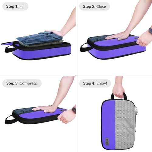 Image of Large Packing Cubes for Travel - 5pc Packing Cubes for Suitcases - Lightweight Luggage Organizer Bags (Compression)