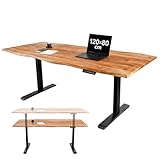 Riess Ambiente Höhenverstellbarer Schreibtisch Mammut - 140cm - Natur schwarz - Akazie Massivholz - elektrisch Baumkante