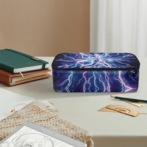 Image of Baseball Player Print Kids Pencil Pouch for Boys Girls Cool Lightning Pencil Case with Smooth Zipper, Back to School Essential