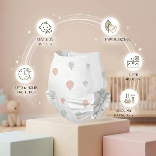 Image of CODDLE UP Pant Style Diapers For Babies, Medium (3-7kgs) 30 count, Fragrance & Paraben Free, Ultra Soft Diaper with Breathable Fabric, No Chlorine Bleaching, High Absorbtion & Leak proof upto 12 hours