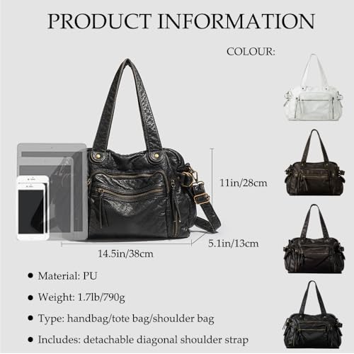 Retro Hobo Bags for Women,Large PU Crossbody Shoulder Bag with Multipockets,Vintage Y2K Tote Purses for City3