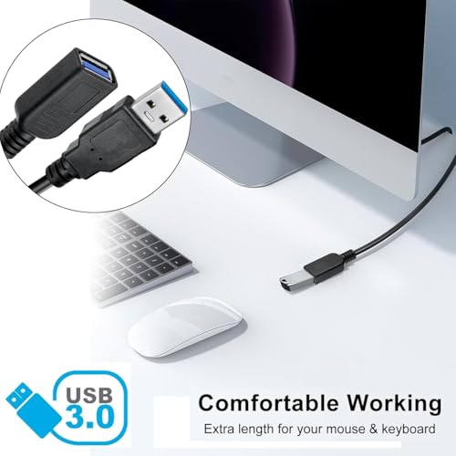 Image of ikis 30cm USB 3.0 Extension Cable Extender SuperSpeed 5 Gbps USB 3.0 Type A Male to USB A Female Extension Cord for Printer, Mouse, Pen Drive 30cm