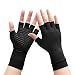 Arthritis Copper Compression Gloves Relieve Pain from Rheumatoid and Carpal Tunnel Gloves for Typing Wrist Supports Hand Left and Right,Copper Fit Gloves for Women Men Black Half Finger (1 Pair) (M)
