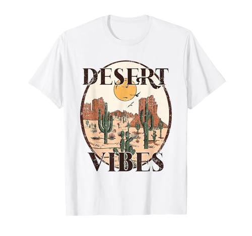 Womens Retro Vintage Desert Vibes Cactus Lovers T-Shirt
