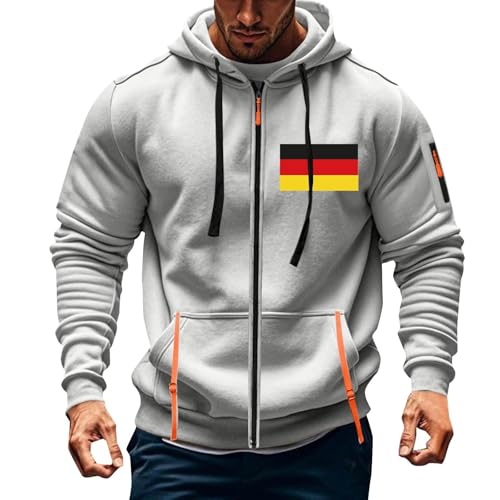 BOTCAM Sudadera con capucha para hombre, informal, con estampado holgado, con cremallera, manga larga, para invierno, gris, S