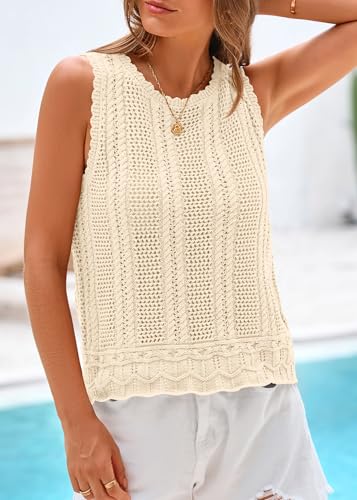Image of KIRUNDO Beach Vacation Clothes for Women Spring Summer Crochet Sweater Vest Tank Tops Cover Ups Resort Cruise Outfits 2026