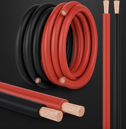 Image of 6 AWG EPR Welding Cable - Pure Copper Battery Cable, Flexible Power Wire for Car, Inverter, RV, Solar, Audio, Marine (10 FT Black + 10 FT RED, 6 AWG)