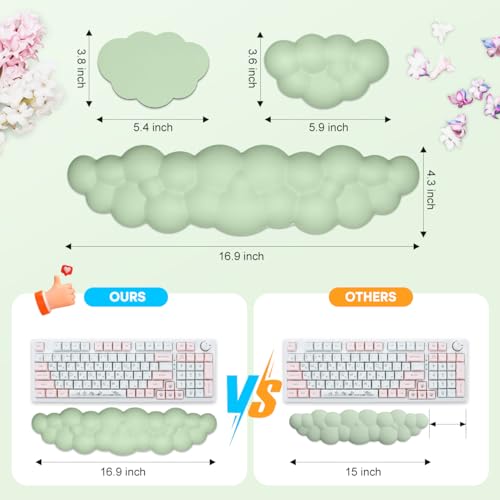Image of JIKIOU Upgrade Leather Cloud Wrist Rest for Keyboard and Mouse & Cup Pad | Wish Gift-Cute Cloud Shape, Comfortable and don't Irritate to Skin, Non-Slip PU Base,Soft Memory Foam filled for Pain Relief