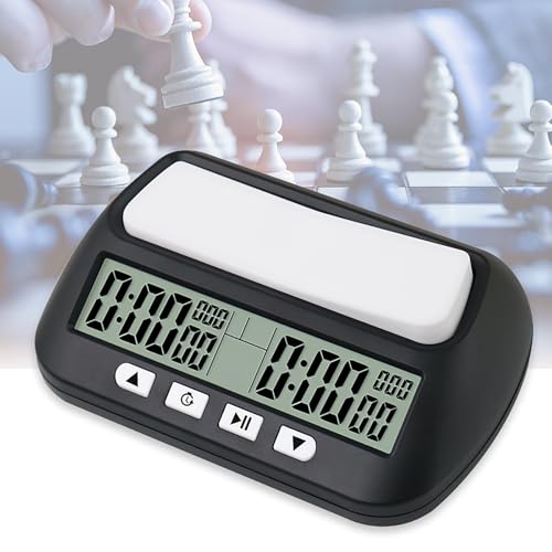 SHEMINES Relógio de xadrez portátil, temporizador de xadrez digital, temporizador de xadrez para jogos de mesa, sistema de segundos adicionados, sistema de contagem regressiva, temporizador