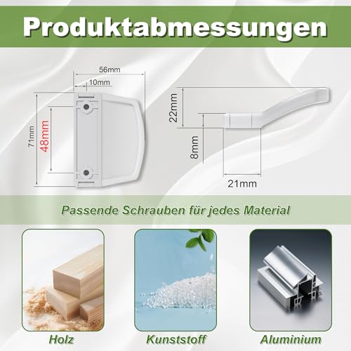 DIYGEEK Balkontürgriff außen - Terrassentür Griff mit Verdeckten Schrauben, ohne Bohren, für Balkon-, Terrassen- und Fliegengittertüren, Wetterfest und Langlebig (Weiß)
