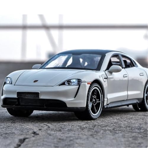 Image of Porsche Taycan 1:32 Scale Exclusive Alloy Metal Pull Back Die-cast Car Model with Sound Light Mini Auto Toy for Kids (White)