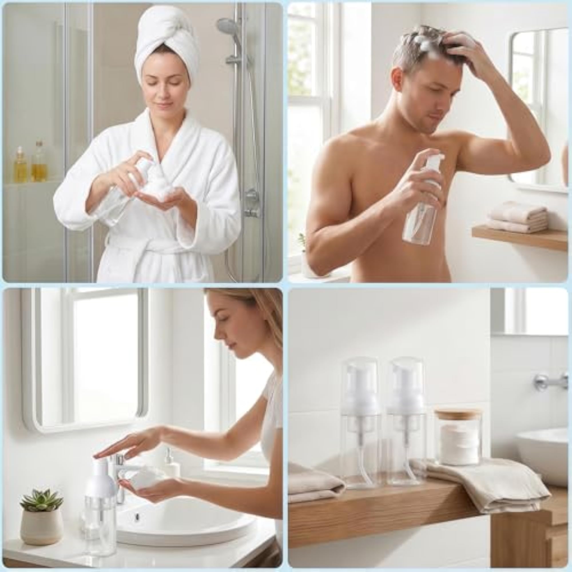 3 Pcs 30ml Empty Clear Plastic Foam Pump Bottles