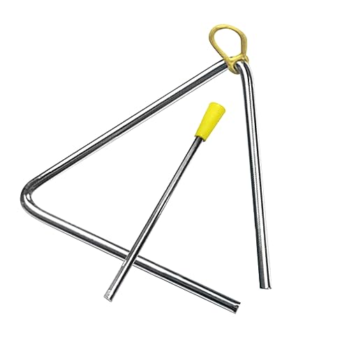Hand Percussion Triangle, Wear Resistance Easy Operation Good Resonance Triangle Set Metal with for Kids Early Education (6 Inch)
