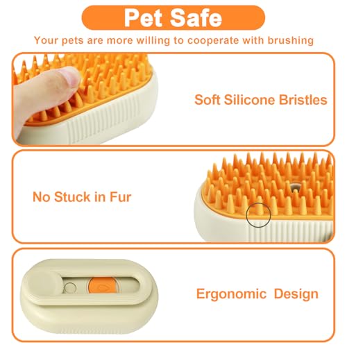 Image of Nepfaivy Pet Steam Brush for Cat - Cat Steam Brushes for Indoor Cats Shedding, Rechargeable Steaming Brush for Dogs, Dog Mist Water Steamer, Pet Spray Hair Removal Comb for Massage Grooming