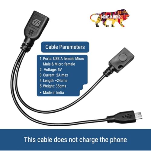 Image of Micro Usb Otg Cable Y Splitter With Power For Firestick And Smartphones - Black